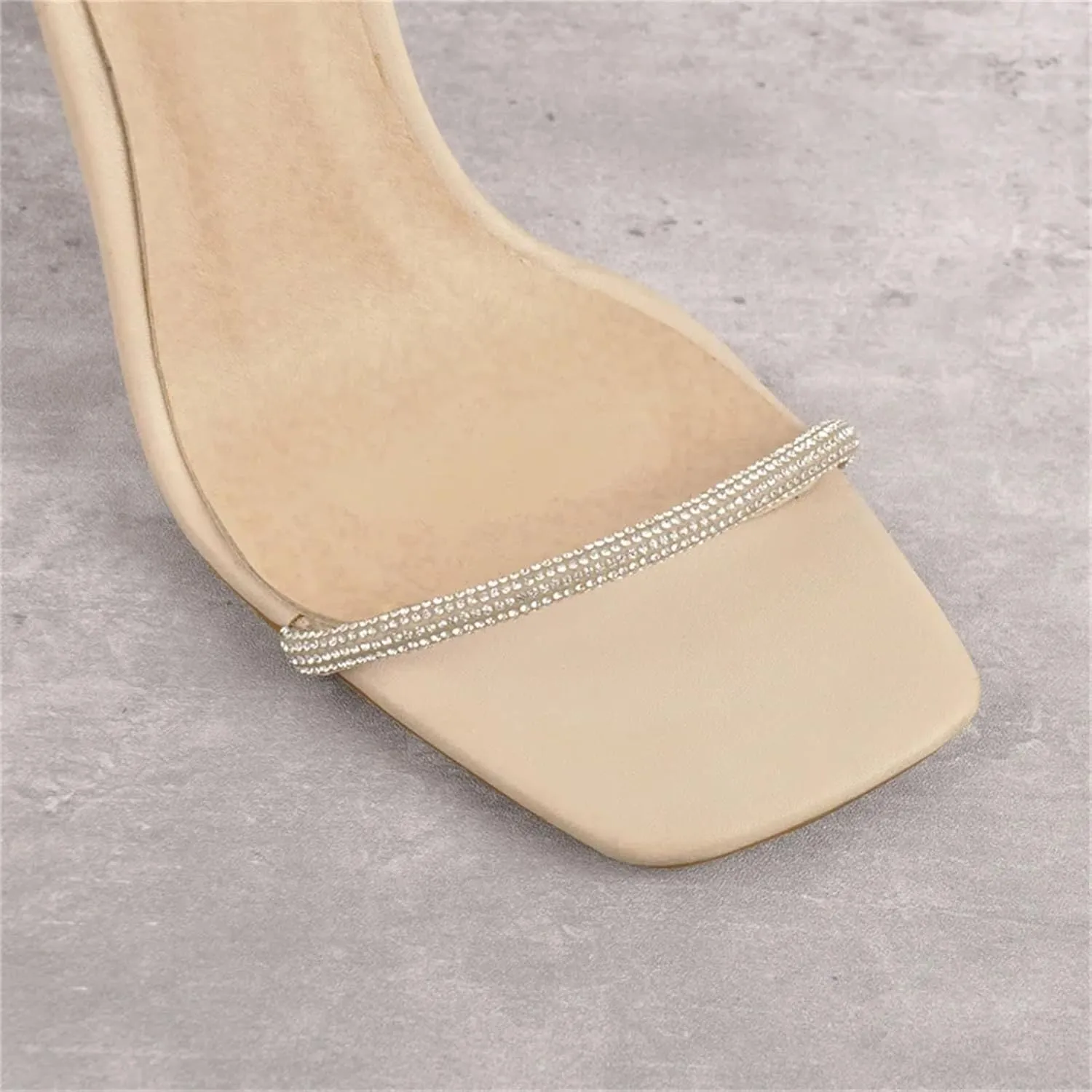 Women's Sequin Buckle Sandals - Crystal Ankle Strap Thin Heels