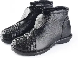 Womens Shoes Boots Flat Boots Soft Cowhide Women Shoes Front Zip Ankle Boots