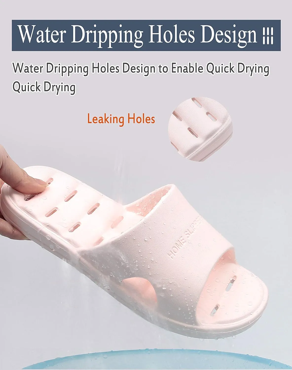 Women's Shower Slipper, Quick Drying Non-Slip Slippers, Bathroom House & Pool Sandals, In-Door Slipper for Gym, Soft Sole, Beige, Size S, M, L, XL