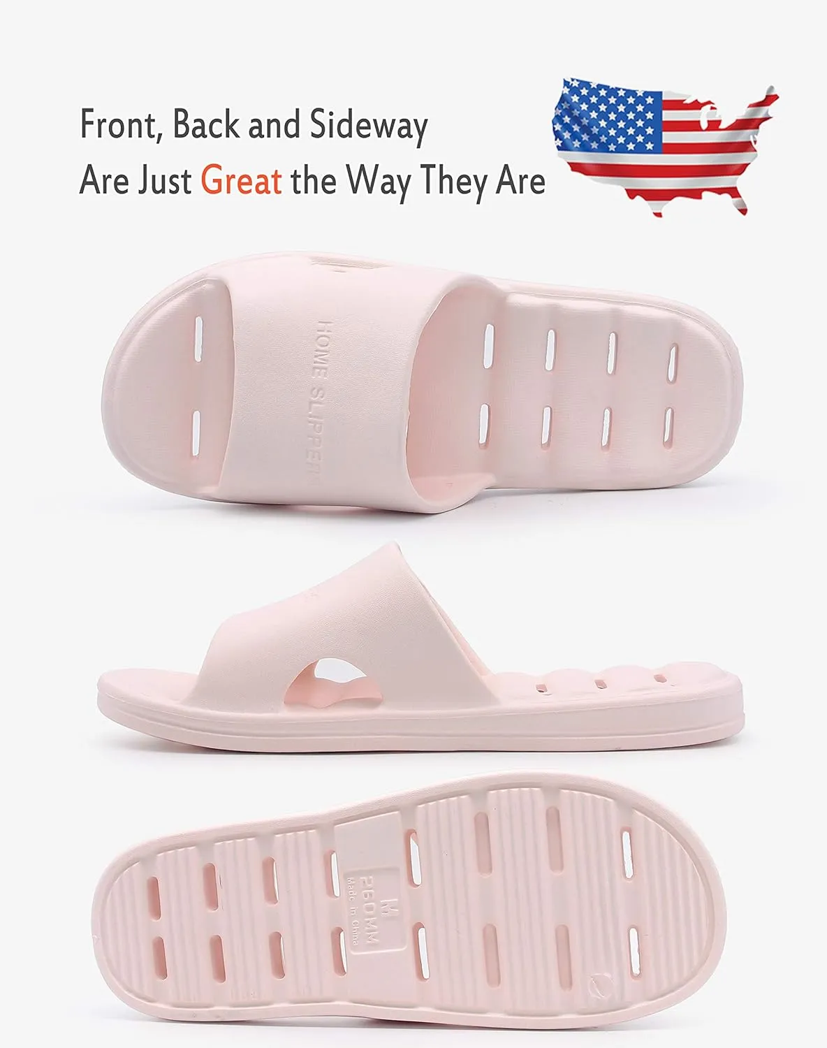 Women's Shower Slipper, Quick Drying Non-Slip Slippers, Bathroom House & Pool Sandals, In-Door Slipper for Gym, Soft Sole, Beige, Size S, M, L, XL