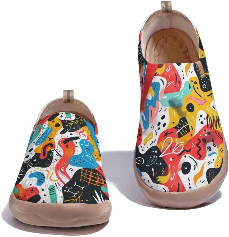 Women's Slip On Art Travel Shoes Lightweight Knit Sneaker Comfortable Walking Loafer Flat