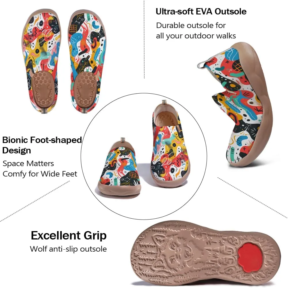 Women's Slip On Art Travel Shoes Lightweight Knit Sneaker Comfortable Walking Loafer Flat