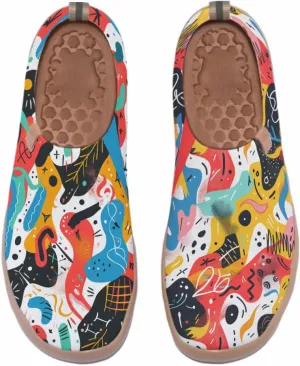 Women's Slip On Art Travel Shoes Lightweight Knit Sneaker Comfortable Walking Loafer Flat