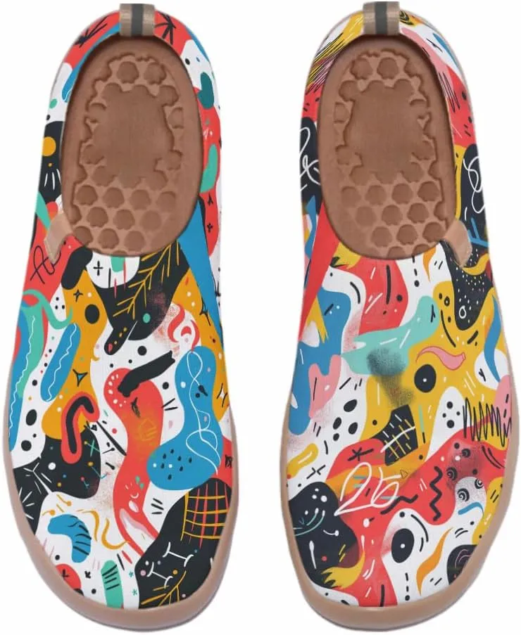 Women's Slip On Art Travel Shoes Lightweight Knit Sneaker Comfortable Walking Loafer Flat