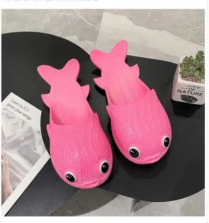 Women's Slippers Fish Slipper Female Summer Net Celebrity Trend Small Puffer Slipper Creative Funny Indoor and Outdoor Wear Parent-Child Slippers Bathing Shoes (Color : A, Size : 32/33)
