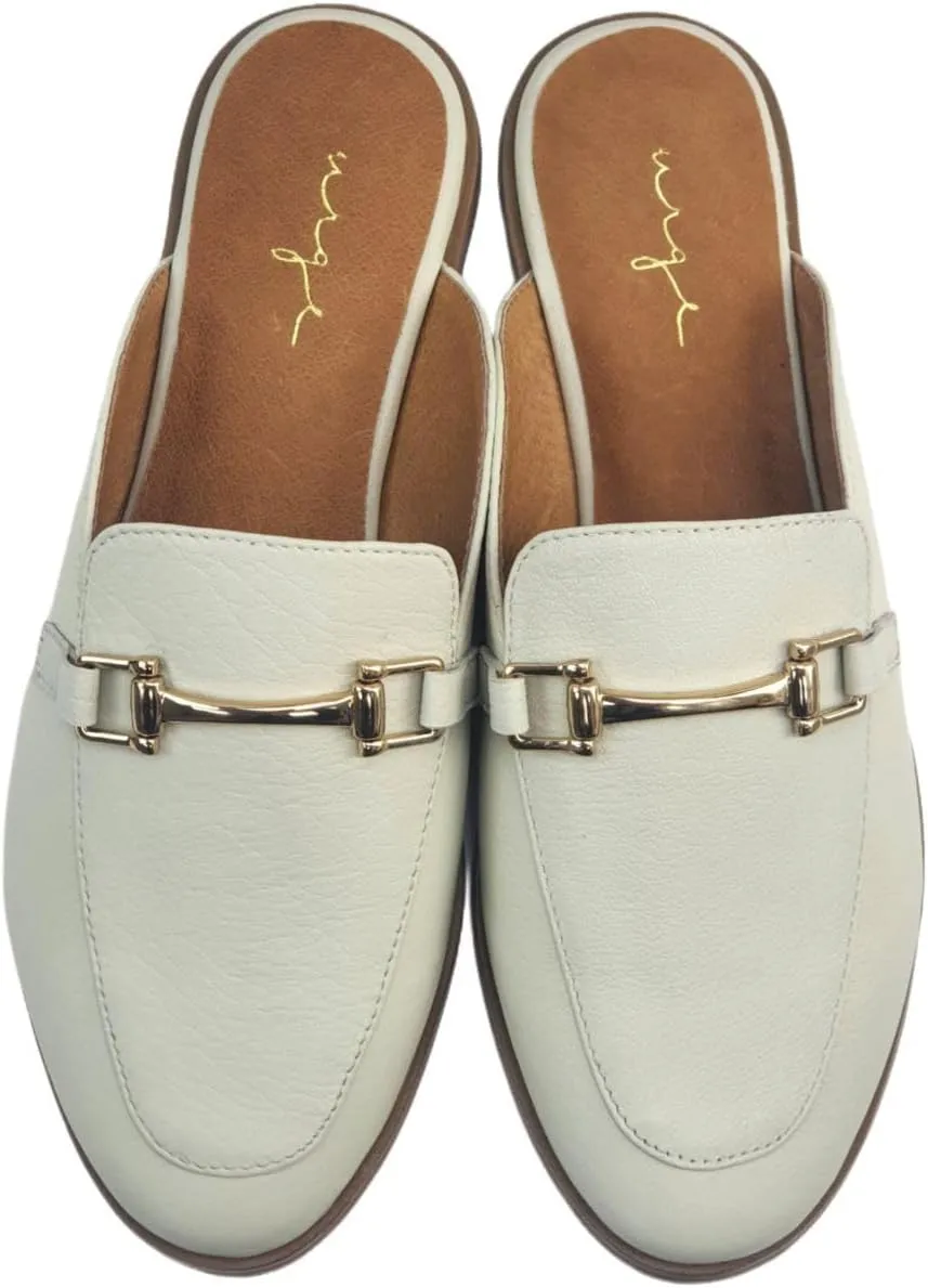 Women's Soft Genuine Leather Fresh Iced Flat Mules, Blue