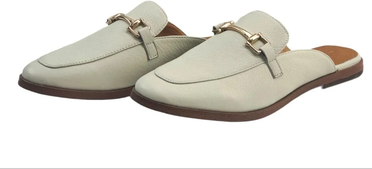 Women's Soft Genuine Leather Fresh Iced Flat Mules, Blue