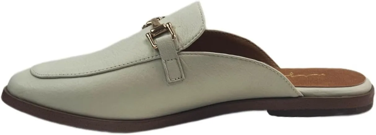 Women's Soft Genuine Leather Fresh Iced Flat Mules, Blue