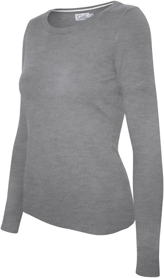Women's Solid Soft Stretch Pullover Knit Sweater