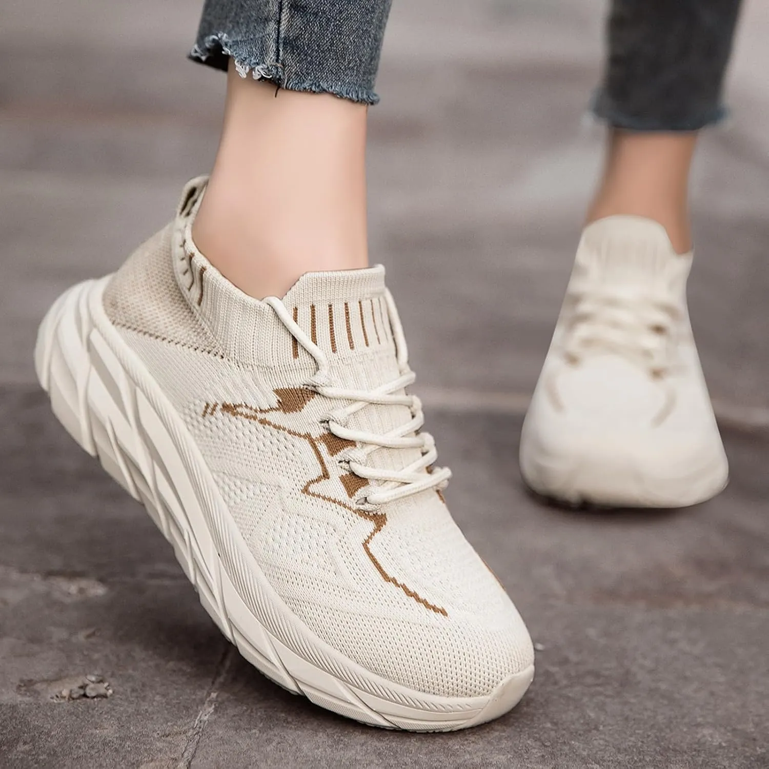 Women's Spring and Summer Fashion Solid Color Mesh Lace Up Sneakers Casual Comfortable Athletic Shoes Women Size 6