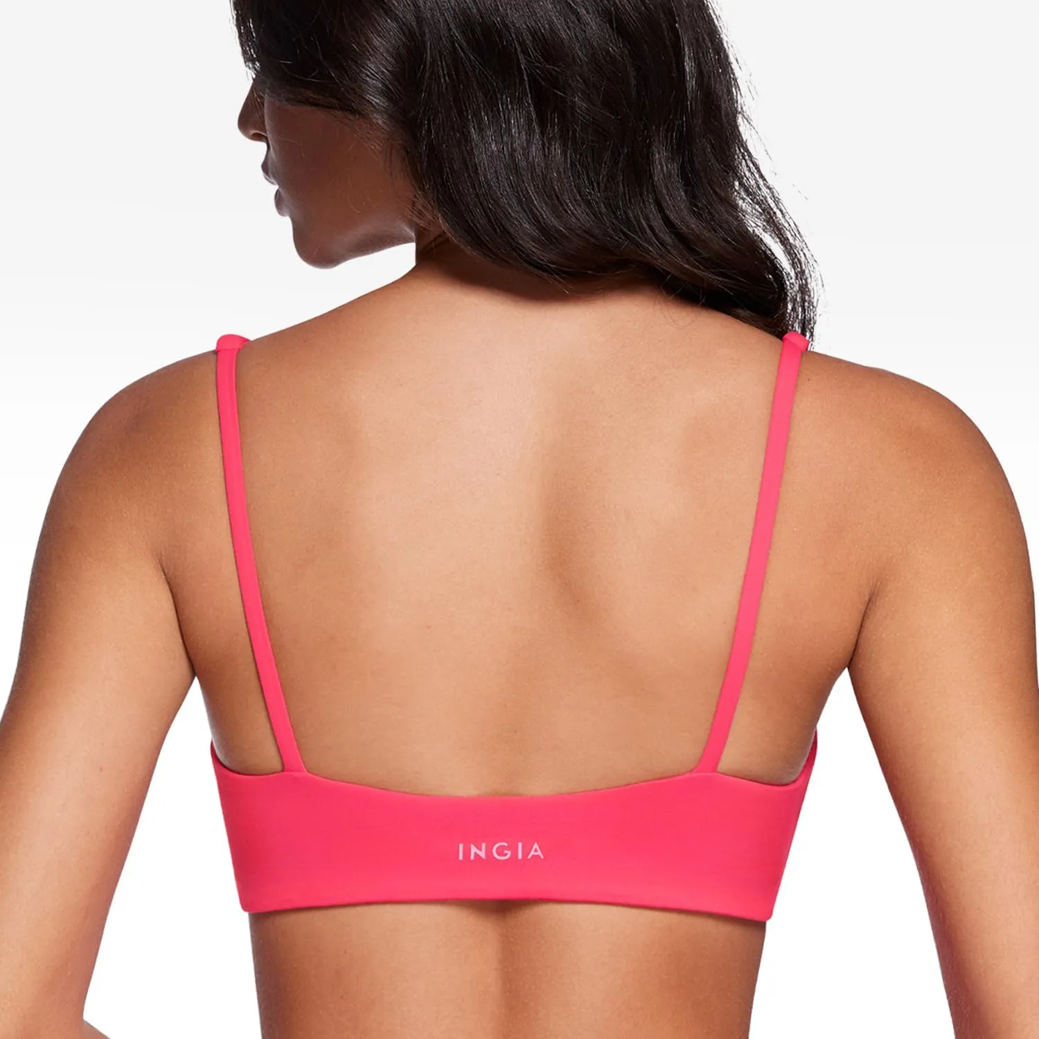 Women's Square Scoop Neck Sports Bra Thin Strap Padded Low Impact Yoga Bandeau Bra Wireless Workout Crop Top
