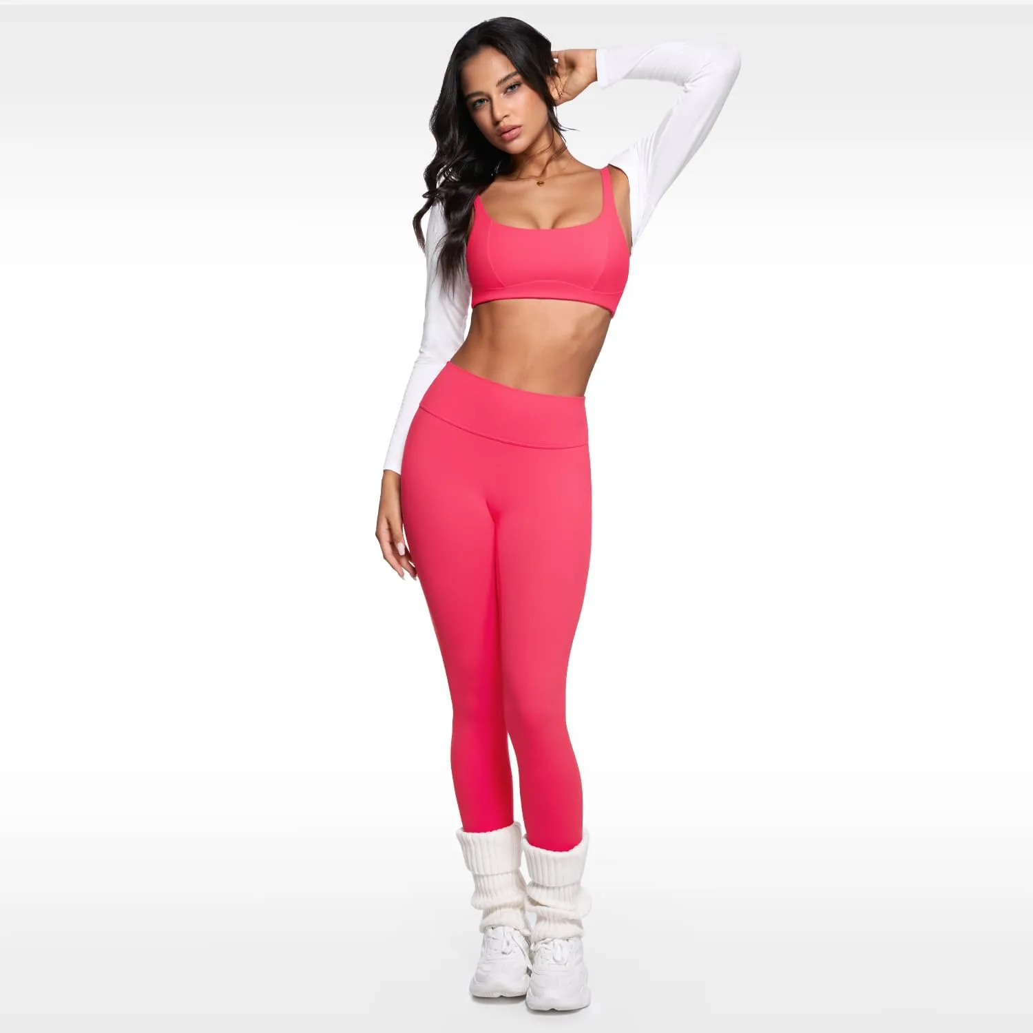 Women's Square Scoop Neck Sports Bra Thin Strap Padded Low Impact Yoga Bandeau Bra Wireless Workout Crop Top