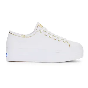 Women's Triple Up Canvas Piping White/Gold