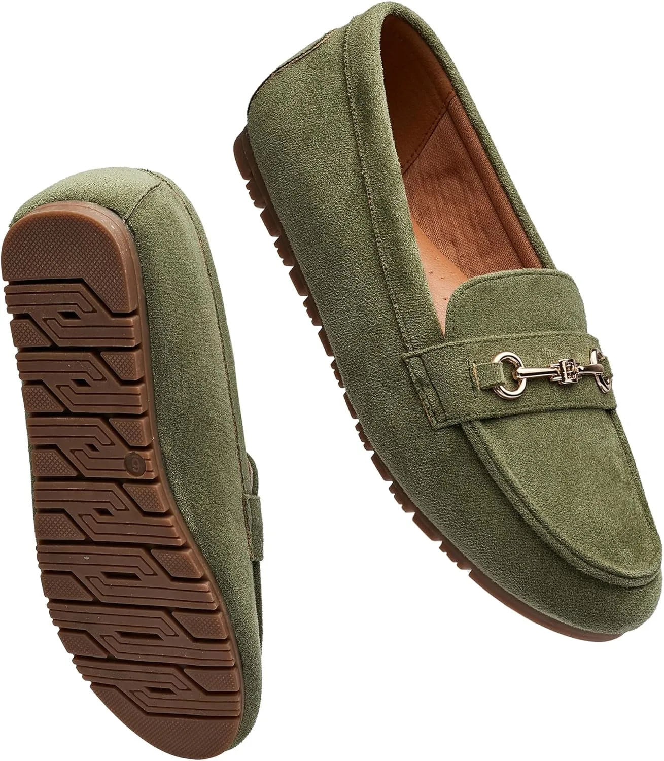 Women's Wide Loafers Casual Slip on Flat Shoes Women's Comfort Penny Loafers with Arch Support Women Dressy Moccasins