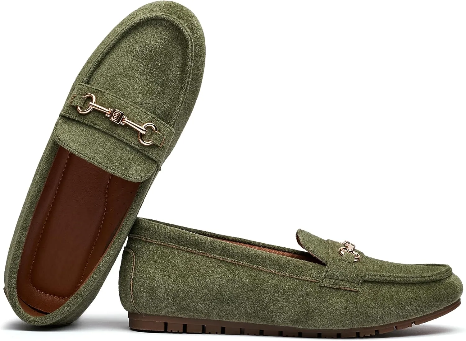 Women's Wide Loafers Casual Slip on Flat Shoes Women's Comfort Penny Loafers with Arch Support Women Dressy Moccasins