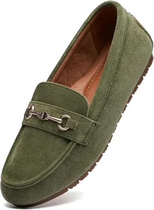 Women's Wide Loafers Casual Slip on Flat Shoes Women's Comfort Penny Loafers with Arch Support Women Dressy Moccasins