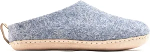 Woolly's Indoor Open Heel Slippers With Leather Sole (Denim) - 38 | Premium New Zeland Wool | Handcrafted with Italian Design | Soft, Breathable & Ordor Free