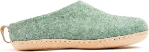 Woolly's Indoor Open Heel Slippers With Leather Sole (Jungle Green) - 44 | Premium New Zeland Wool | Handcrafted with Italian Design | Soft, Breathable & Ordor Free