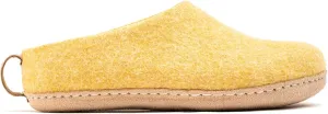 Woolly's Indoor Open Heel Slippers With Leather Sole (Mustard Yellow) - 42 | Premium New Zeland Wool | Handcrafted with Italian Design | Soft, Breathable & Ordor Free