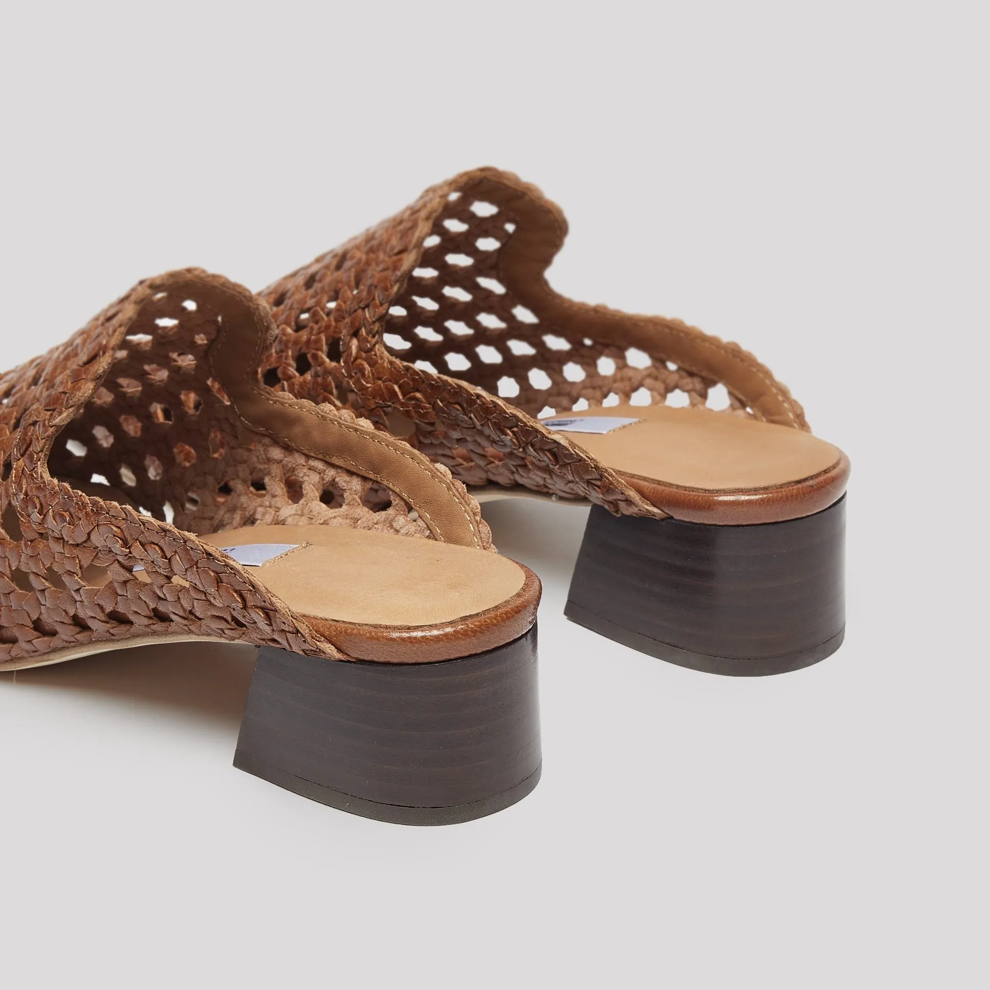 Woven Ready-made Leather Ida Mules Multi-functional Brunette