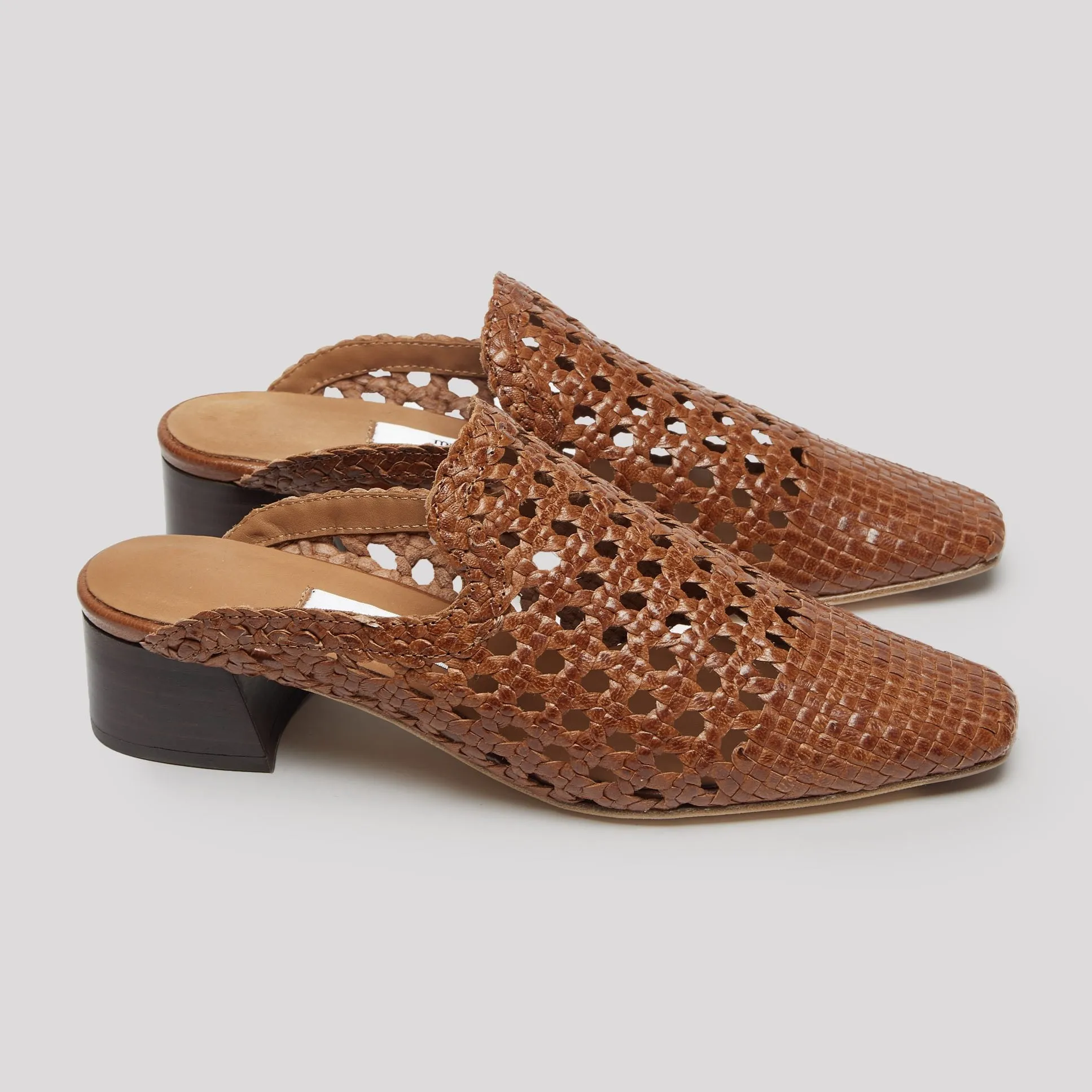 Woven Ready-made Leather Ida Mules Multi-functional Brunette