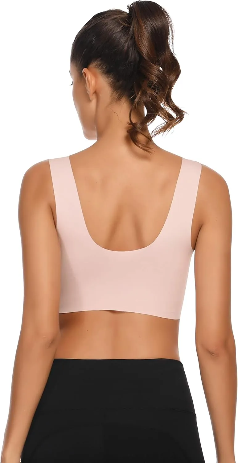 WOWENY Seamless Bras for Women Sleep Leisure Sports Yoga Bra Padded Wireless Thin Soft Comfy Pullover Tops Plus Size