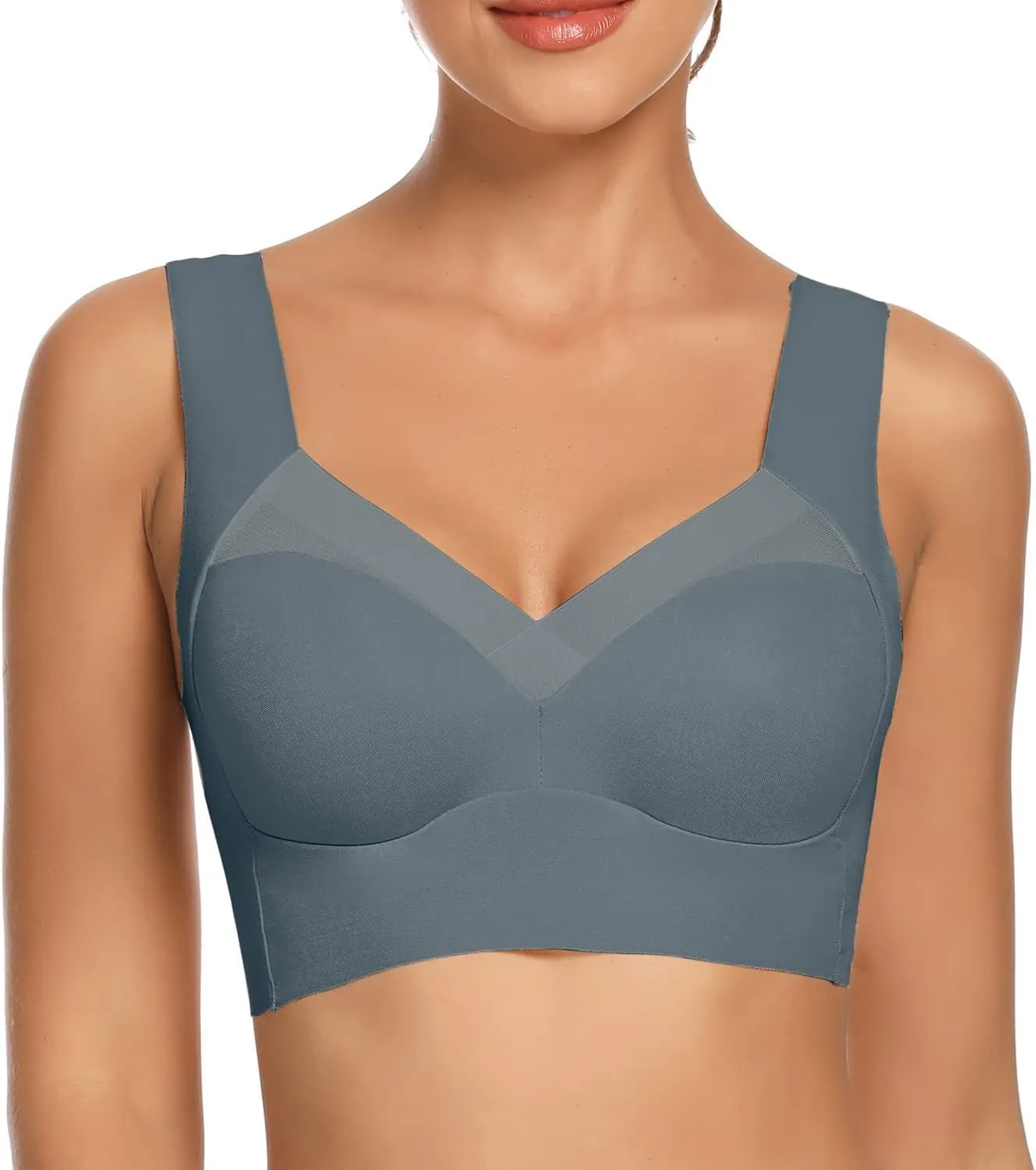 WOWENY Womens Wirefree Padded Bras Everyday Lounge Bra Sleeping Seamless Straps Bralettes Full Coverage Pullover Plus Size
