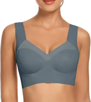WOWENY Womens Wirefree Padded Bras Everyday Lounge Bra Sleeping Seamless Straps Bralettes Full Coverage Pullover Plus Size