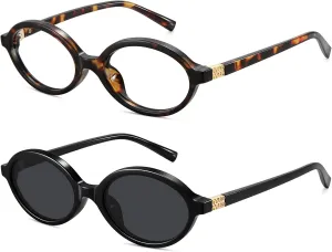 WOWSUN Retro Oval Sunglasses Womens Trendy Sun Glasses Sunnies UV400 Protection