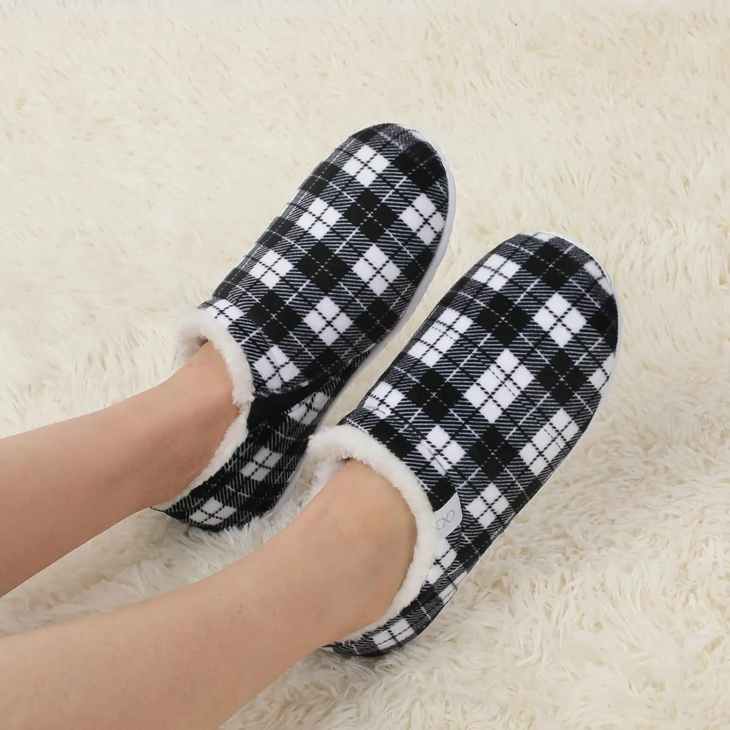 XIHALOOK Womens Mens Fuzzy Slippers Lightweight Closed Back House Shoes Slip on for Indoor Outdoor