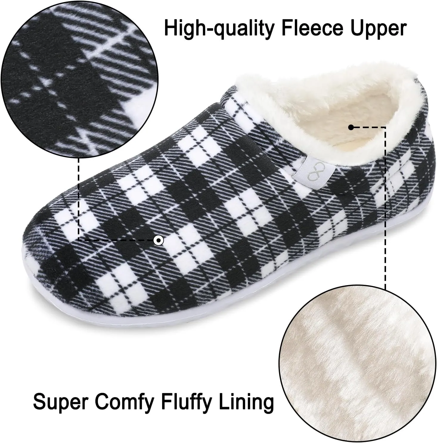 XIHALOOK Womens Mens Fuzzy Slippers Lightweight Closed Back House Shoes Slip on for Indoor Outdoor
