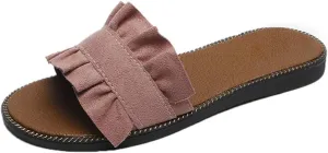 xsby Womens Soft Open Toe Slip on Flat Slide Sandals