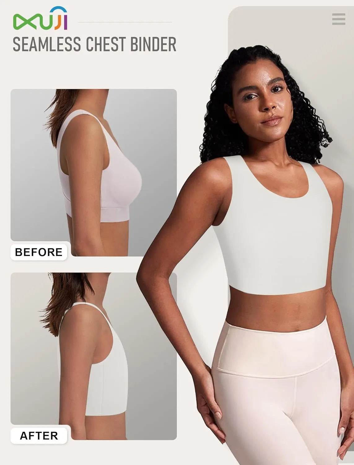 XUJI Seamless Chest Binder Women FTM Transgender Wireless Binder Sport Compression Bra Pullover Tank Top