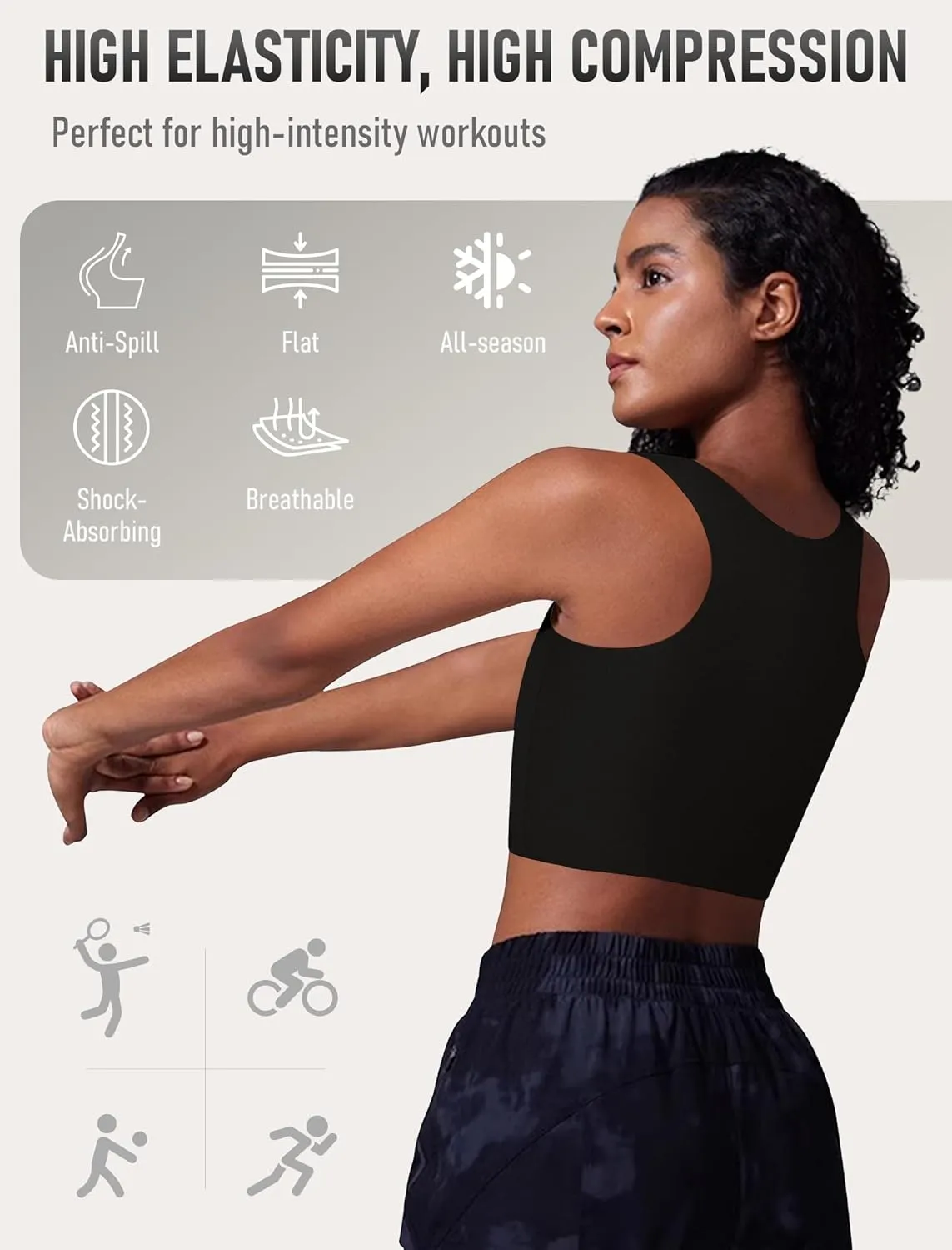 XUJI Seamless Chest Binder Women FTM Transgender Wireless Binder Sport Compression Bra Pullover Tank Top