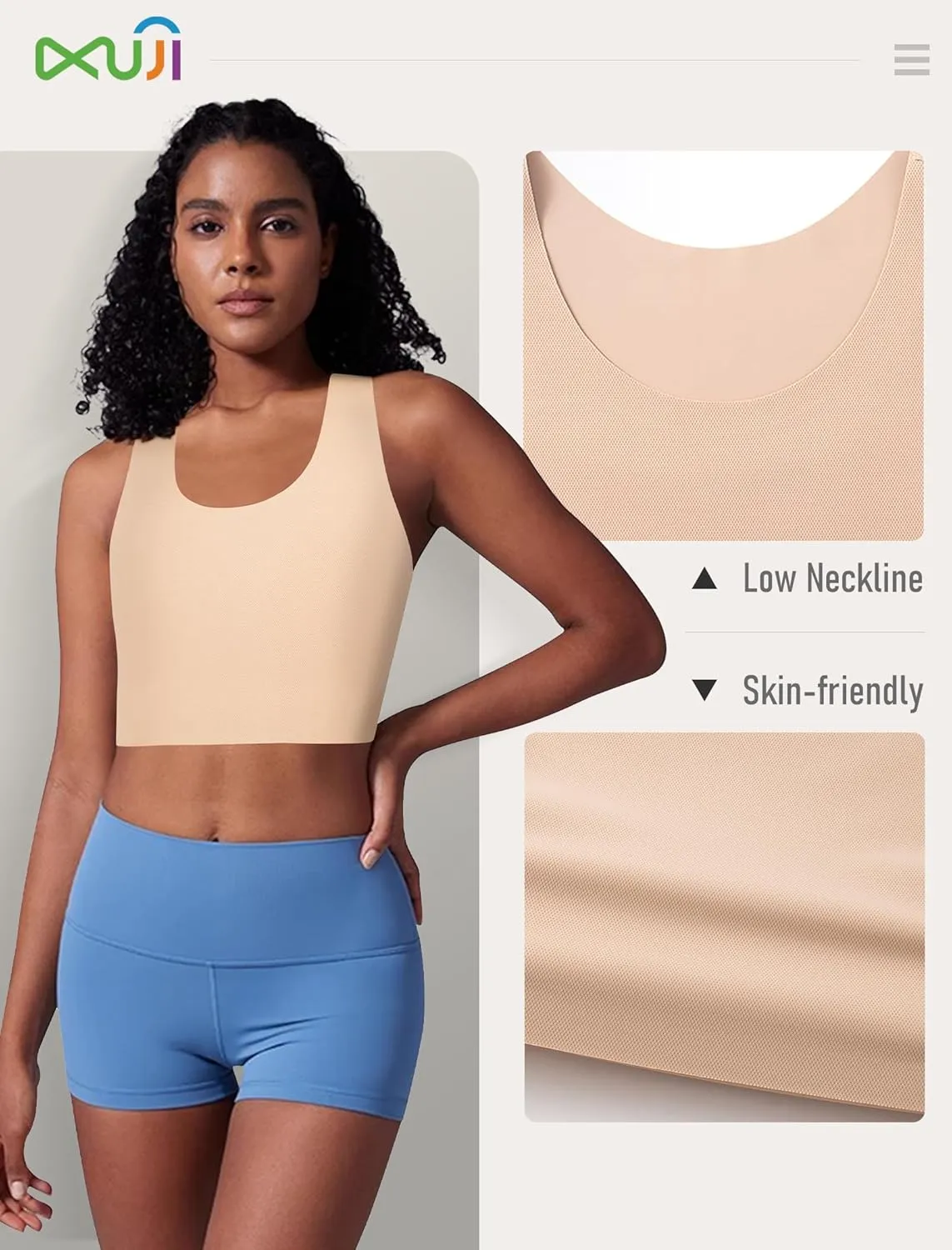 XUJI Seamless Chest Binder Women FTM Transgender Wireless Binder Sport Compression Bra Pullover Tank Top