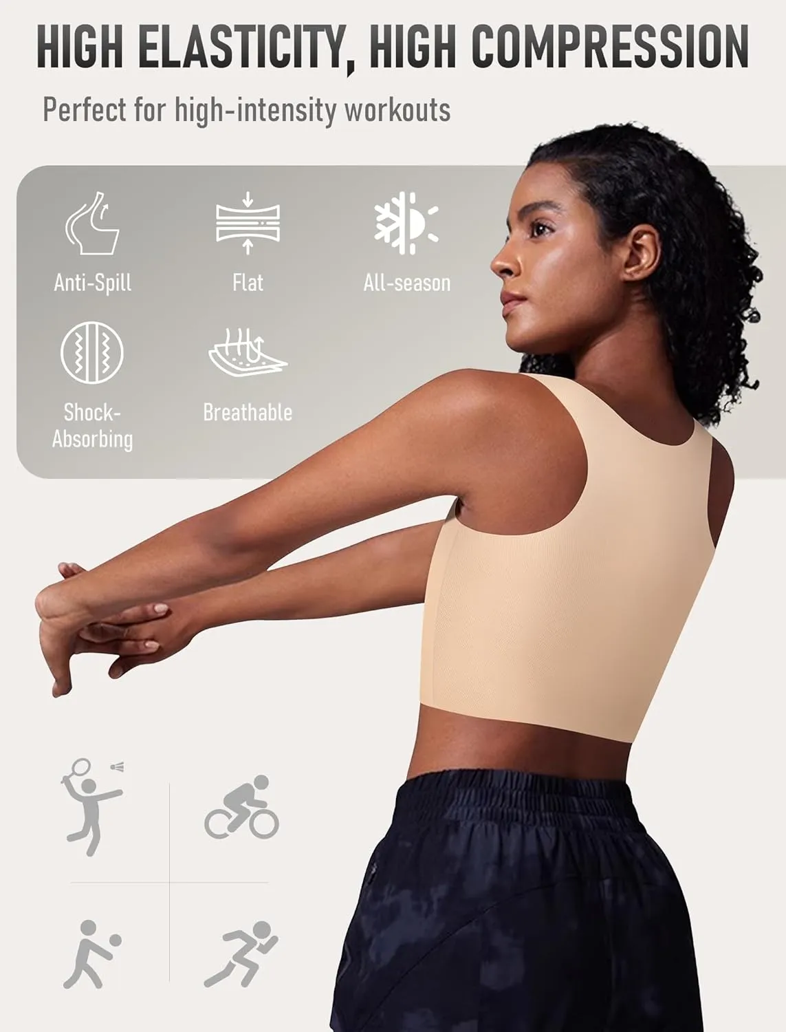 XUJI Seamless Chest Binder Women FTM Transgender Wireless Binder Sport Compression Bra Pullover Tank Top