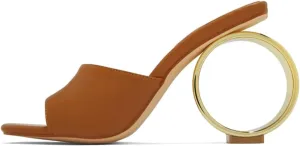 XYD Women Summer Chic Open Square Toe Slide Sandals Round Circle High Heels Slip On Mules Shoes for Event Party Beach Wedding
