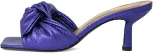 XYD Women's Square Open Toe Kitten Heel Slides Sandals Mid Heels Mules Slip On Fashion Knot Dress Party Summer Shoes