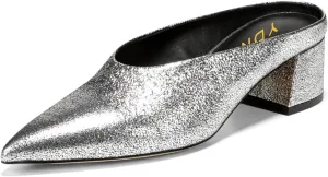 YDN Women Retro Pointed Toe Mules Pumps Block Mid Heel Slip On Slide Sandal Comfort Clog Shoes