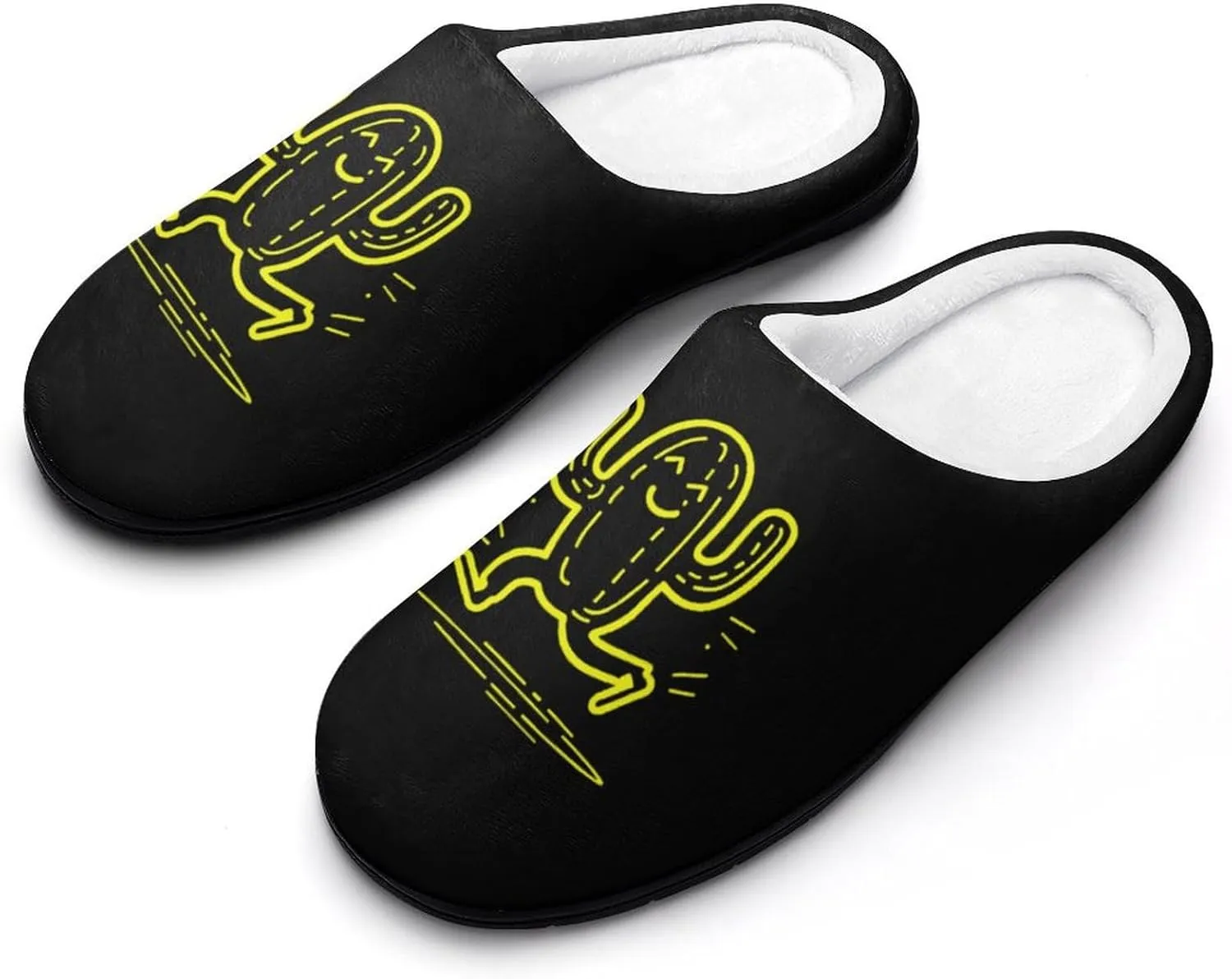 Yellow Active Human Men's Cotton Slippers Washable Home Slippers Lightweight Closed Toe House Slip On Shoes