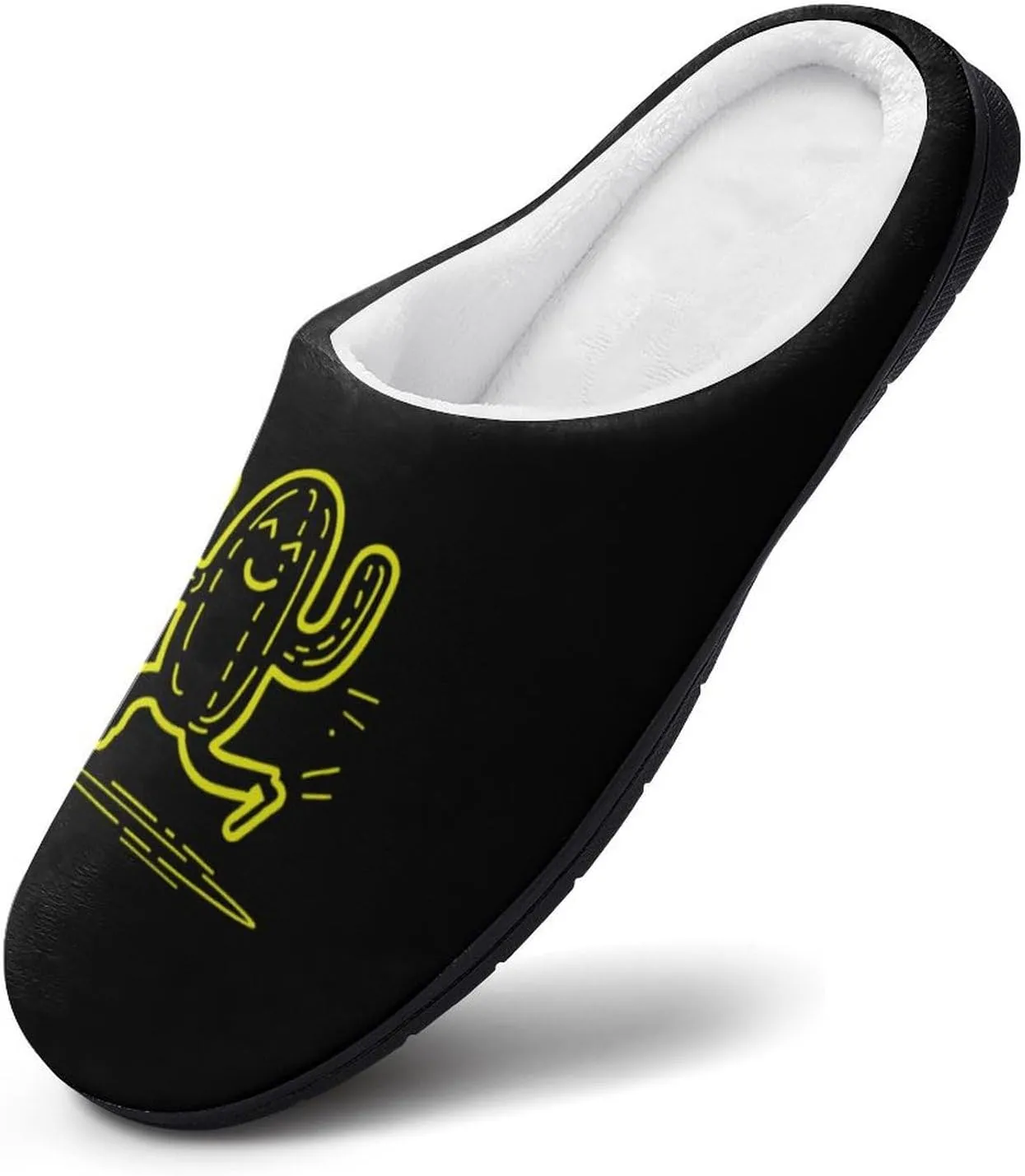 Yellow Active Human Men's Cotton Slippers Washable Home Slippers Lightweight Closed Toe House Slip On Shoes