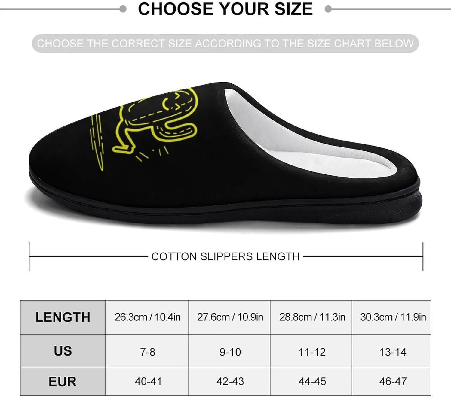 Yellow Active Human Men's Cotton Slippers Washable Home Slippers Lightweight Closed Toe House Slip On Shoes