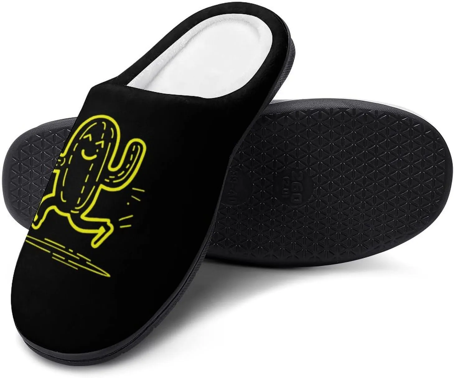 Yellow Active Human Men's Cotton Slippers Washable Home Slippers Lightweight Closed Toe House Slip On Shoes