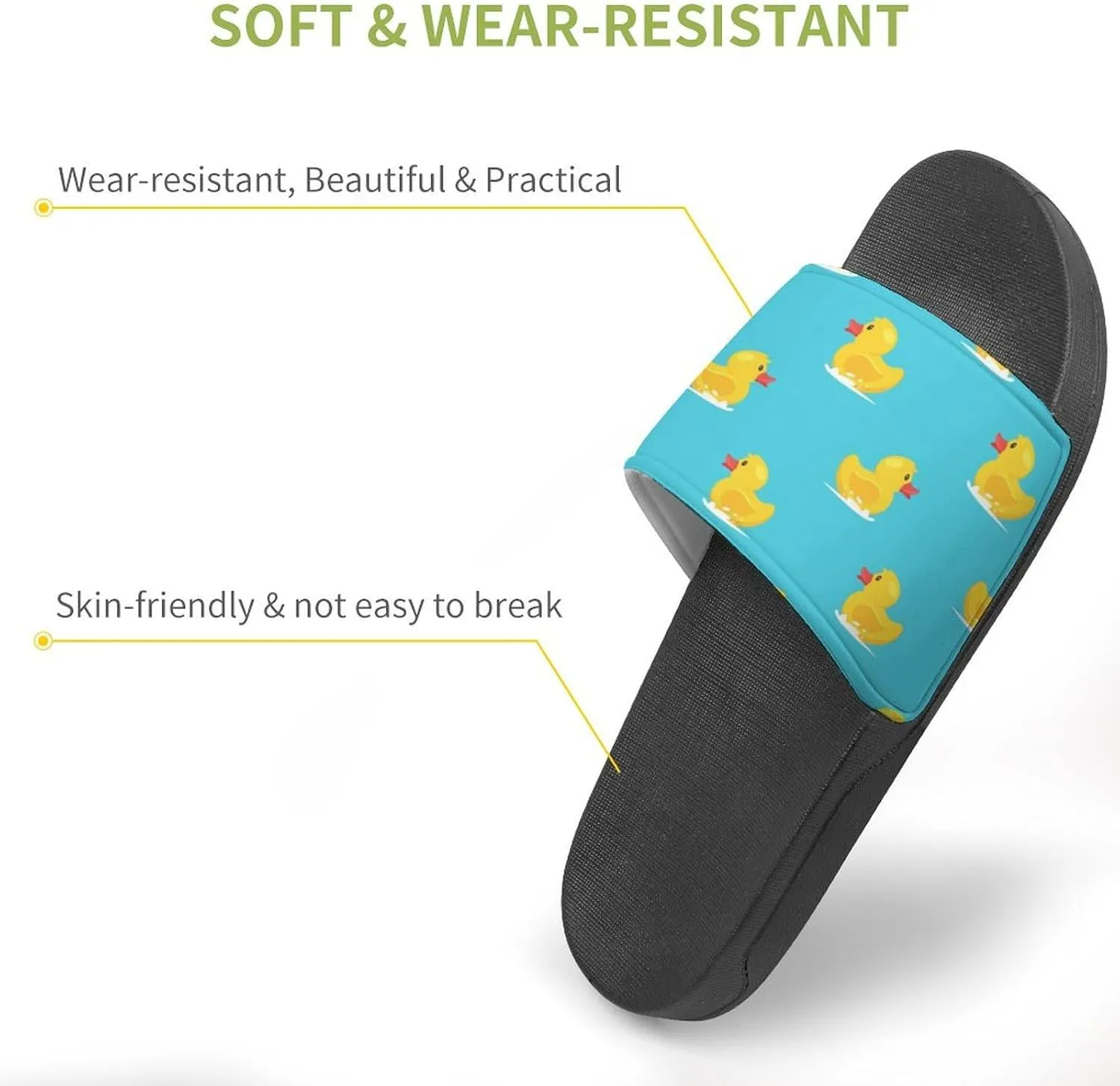 Yellow Rubber Duck House Slippers for Women Men Shower Slides Bathroom Sandals