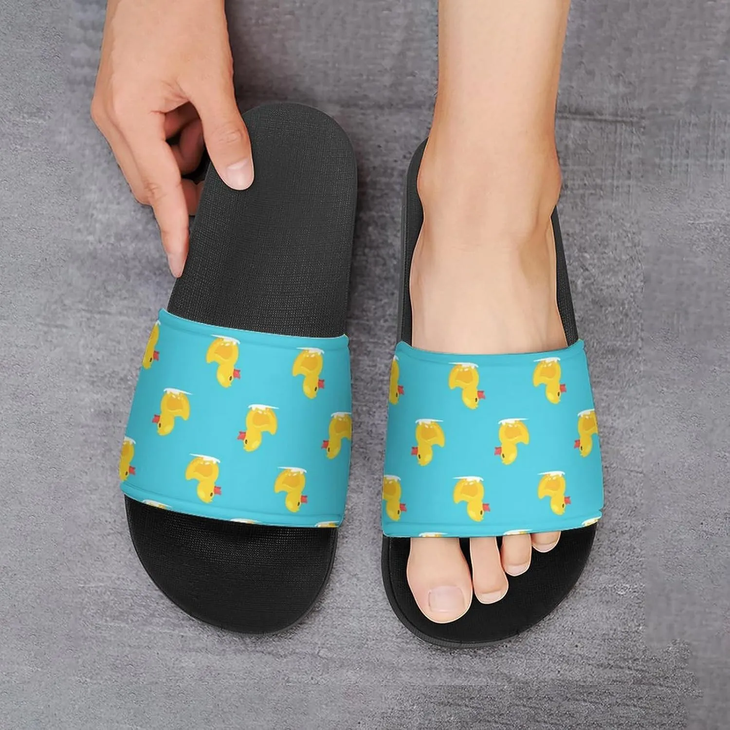 Yellow Rubber Duck House Slippers for Women Men Shower Slides Bathroom Sandals