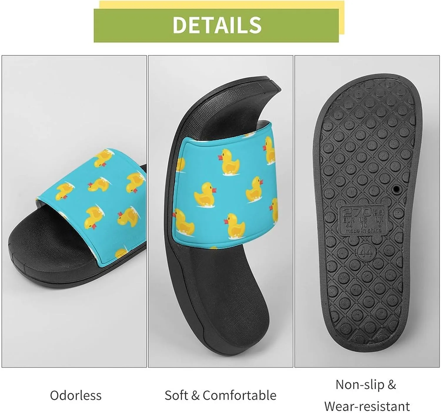 Yellow Rubber Duck House Slippers for Women Men Shower Slides Bathroom Sandals