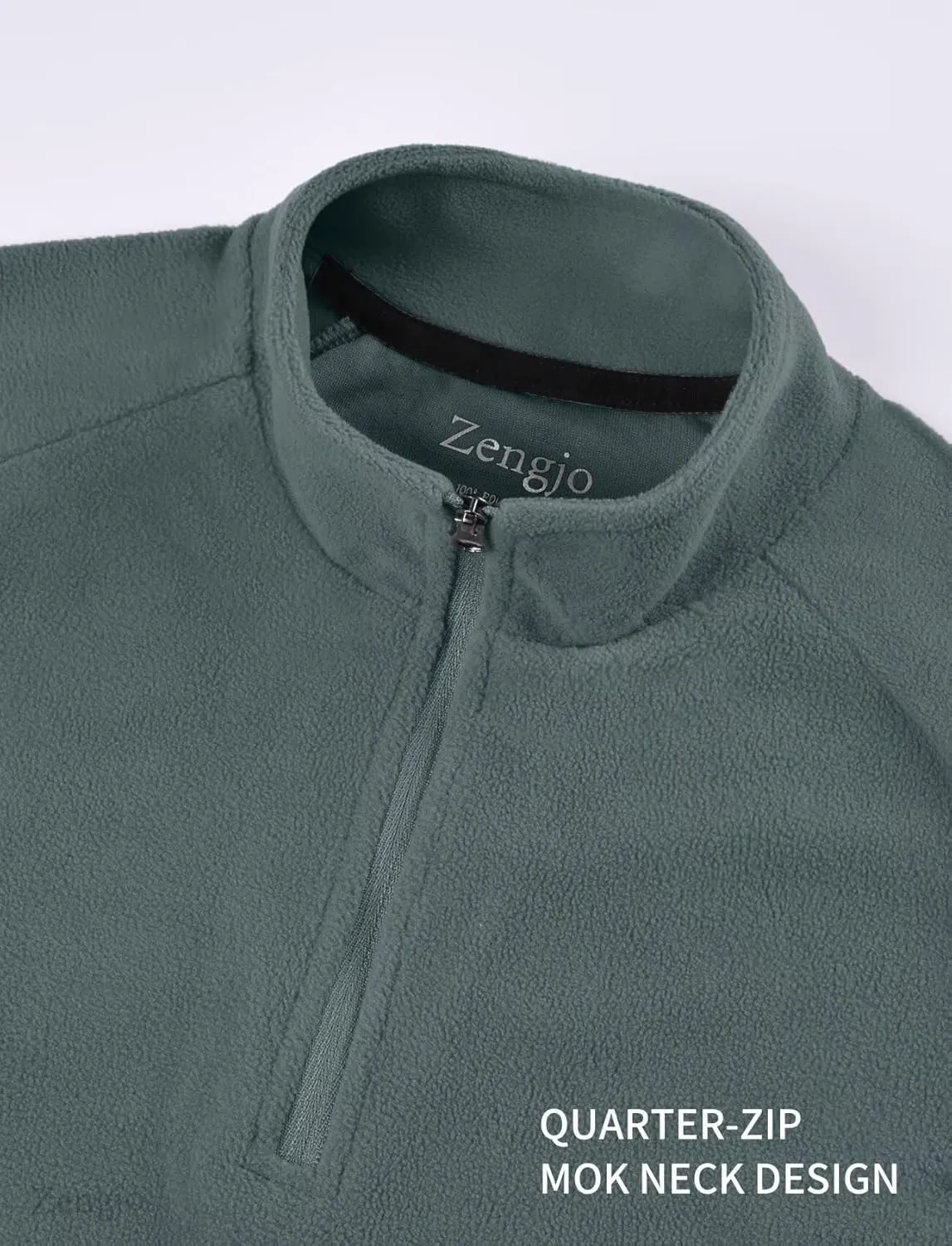 Zengjo Mens Quarter Zip Thin Fleece Pullover Shirt Lightweight 1/4-Zip Mock Neck Sweatshirt Thermal BaseLayer