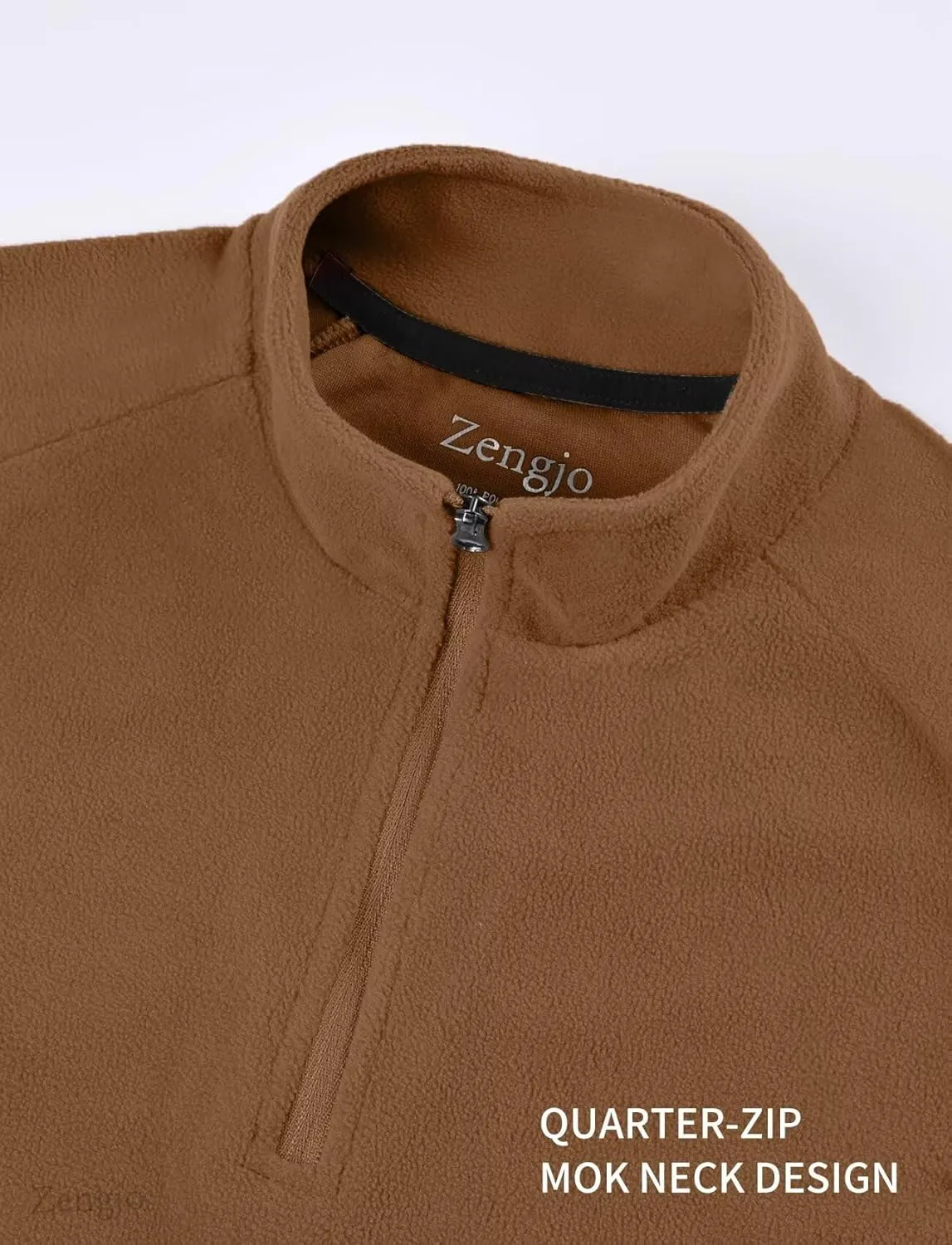 Zengjo Mens Quarter Zip Thin Fleece Pullover Shirt Lightweight 1/4-Zip Mock Neck Sweatshirt Thermal BaseLayer