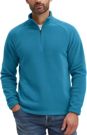 Zengjo Mens Quarter Zip Thin Fleece Pullover Shirt Lightweight 1/4-Zip Mock Neck Sweatshirt Thermal BaseLayer