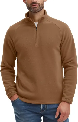 Zengjo Mens Quarter Zip Thin Fleece Pullover Shirt Lightweight 1/4-Zip Mock Neck Sweatshirt Thermal BaseLayer
